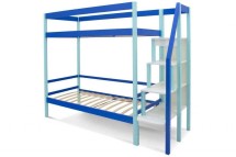 Детская двухярусная кровать Бельмарко Svogen мятно-синий с бортиком