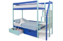 Детская двухярусная кровать Бельмарко Svogen мятно-синий с бортиком