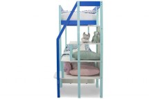 Детская двухярусная кровать Бельмарко Svogen мятно-синий с бортиком и ящиками