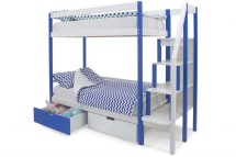 Детская двухярусная кровать Бельмарко Svogen сине-белый с бортиком