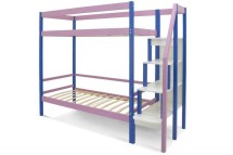 Детская двухярусная кровать Бельмарко Svogen синий-лаванда с бортиком и ящиками