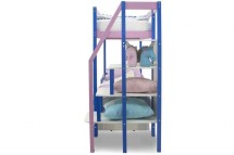Детская двухярусная кровать Бельмарко Svogen синий-лаванда с бортиком и ящиками