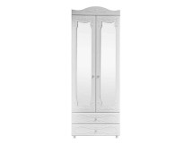Шкаф 2-х дверный с зеркалами и ящиками (гл.560) Италия ИТ-50 белое дерево