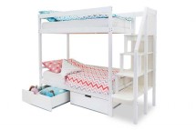 Детская двухярусная кровать Бельмарко Svogen белый с ящиками