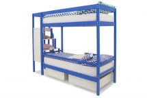Детская двухярусная кровать Бельмарко Svogen синий с ящиками